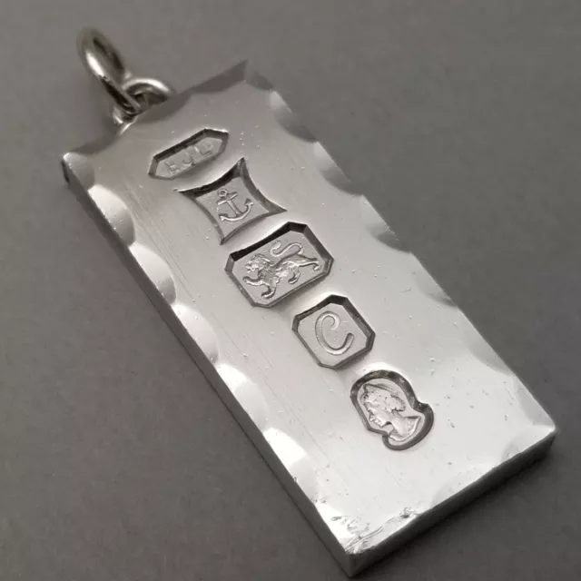 Vintage Solid Sterling Silver Ingot Pendant 29.3g Hallmarked Birmingham 1977