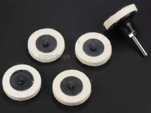 5pc 50mm Felt Buffer Buff Polisher Kit Tool Roloc Backing Pad Drill Rotary Disc