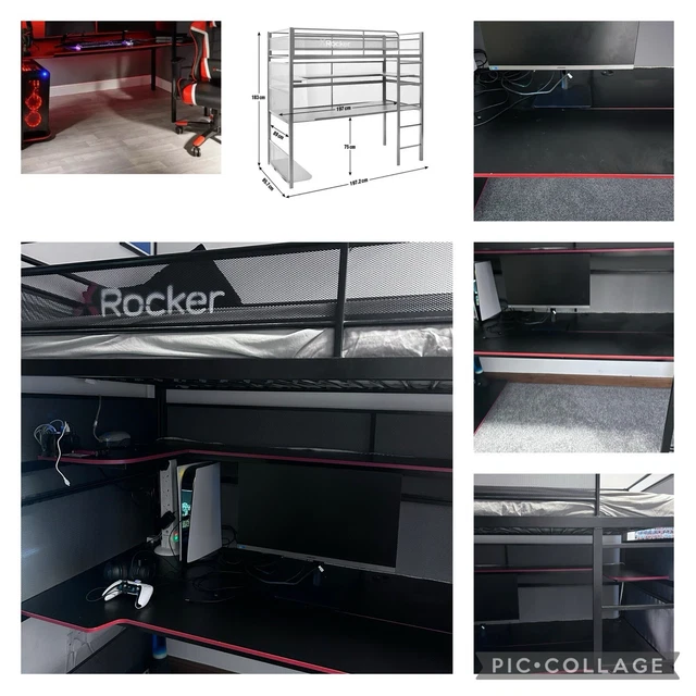 XROCKER BATTLE HIGH Sleeper. Bunk Bed. Gaming Bed. Bed With Desk. £175