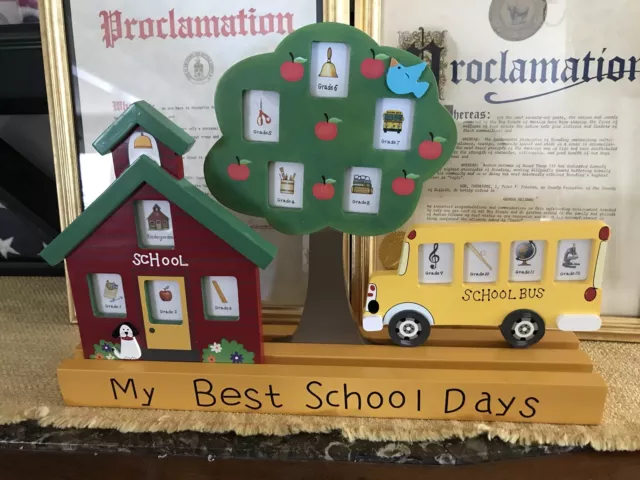 Rare! Schoolhouse Bus Tree Picture Frames Years K-12th  3 pieces  New old stock 2