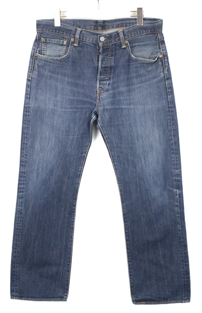 Levi's 501 Jeans Uomo W34/L32 Sfumato Effetto Dritto con Bottone Jeans Casual