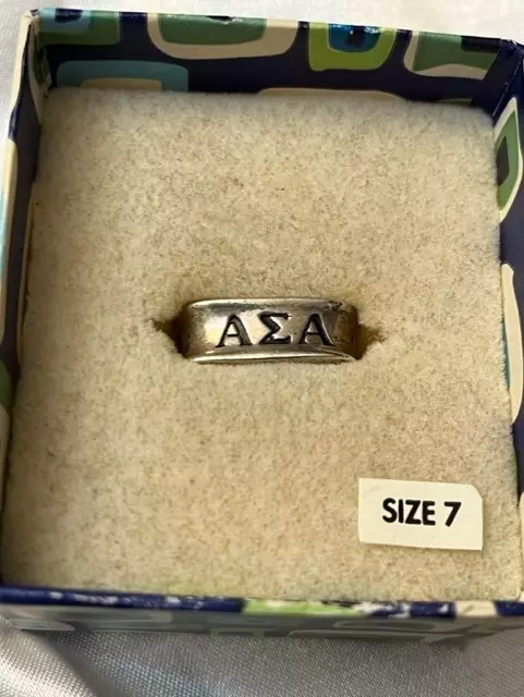 Alpha Sigma Alpha Sterling Silver SQUARE Ring size 6 1/2-7 , LICENSED RETIRED