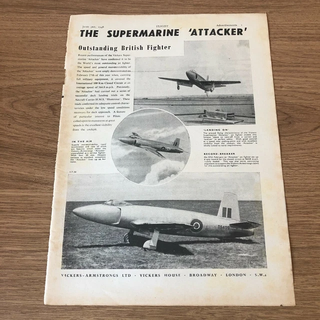 STA6 Advert 11x8 Vickers-Armstrongs Limited. Outstanding Supermarine Attacker