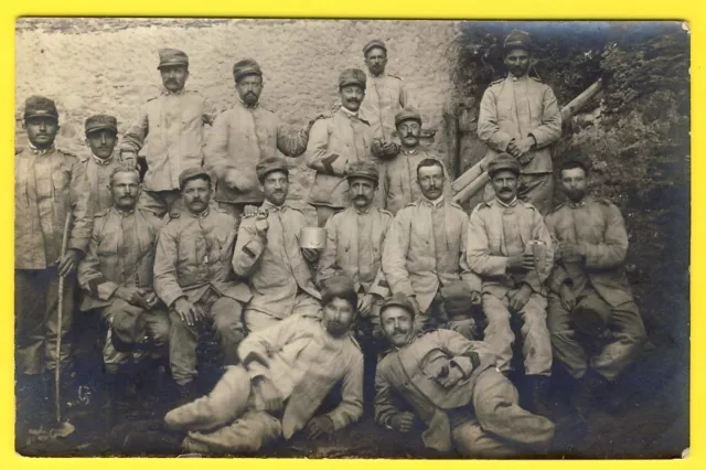 cpa Carte Photo à St VINCENT CARTOLINA SOLDATS MILITAIRES ITALIENS 14e Régiment