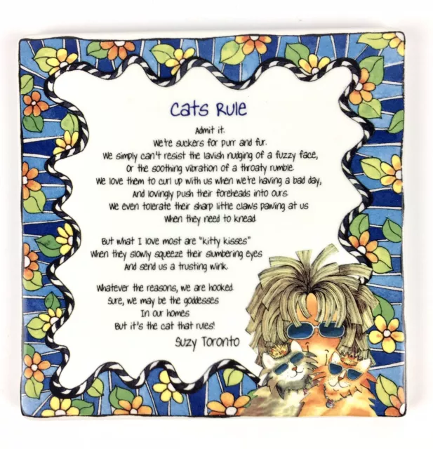 Cats Rule Ceramic Hanging Wall Tile Plaque Suzy Toronto 2005 Cat Collector Decor