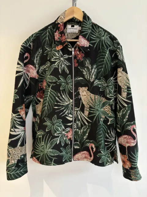 Topman Zip Through Floral Lightweight Jacket / Shacket Mens Large 2