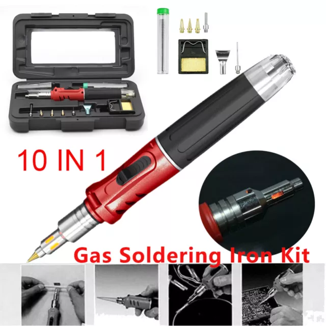 10 IN 1 HS-1115K Professional Butane Gas Soldering Iron 26ml Welding Kit Torch