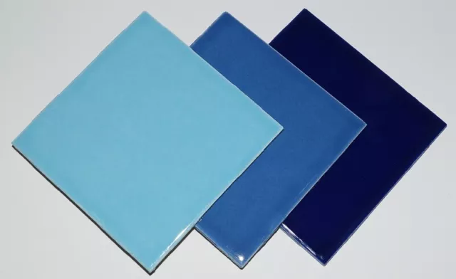 Keramik Mosaik Fliese BLAU MIX 9 Stk. 10x10cm Dicke 4mm MT29e