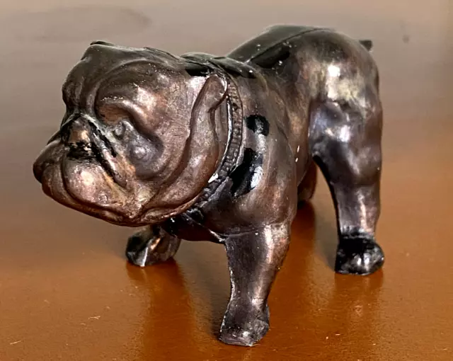 Vintage Bronze Copper Bulldog Figurine Statue Mid-Century Cast