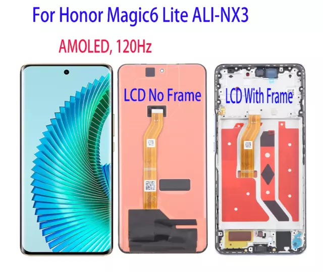 Original For Honor Magic6 Lite ALI-NX3 LCD Display Screen Touch Digitizer Frame