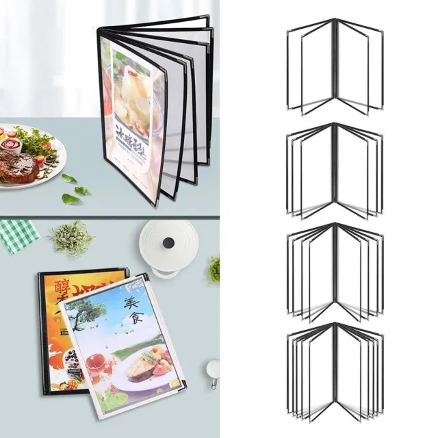 For A4 Size Book Style Foldable Menu Cover Loose-leaf Menu Holder  Bar Kitchen