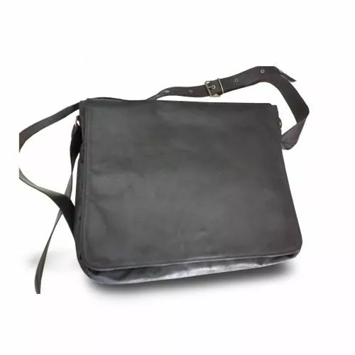 Borsa Tracolla Uomo Messenger In Vera Pelle - Postino Black Nabuk