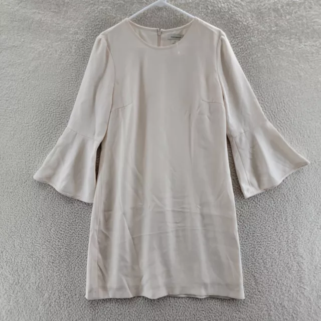 CLUB MONACO Larchye Dress Women 8 Off White Lined Bell Sleeve Crew Neck