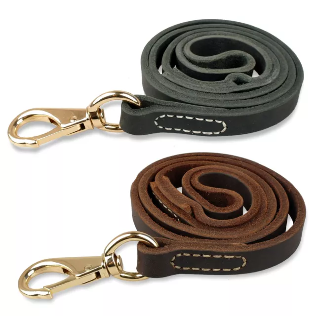 Genuine Leather Dog Leash Traction Rope for Small to Large Dogs Training Walking