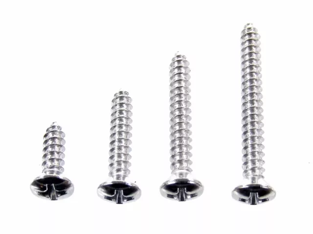Ford Chrome Oval Head Trim Screws- #6 x 1/2" to 1-1/4" Long- 100pcs (25ea)- #338