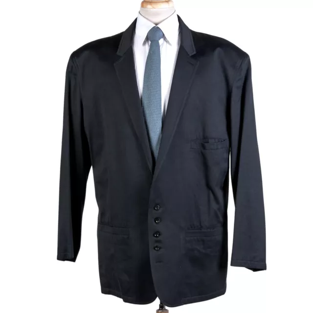 Vintage Gianni Versace Blazer Mens 42R Black Cotton Blend 5-Button 80s Jacket