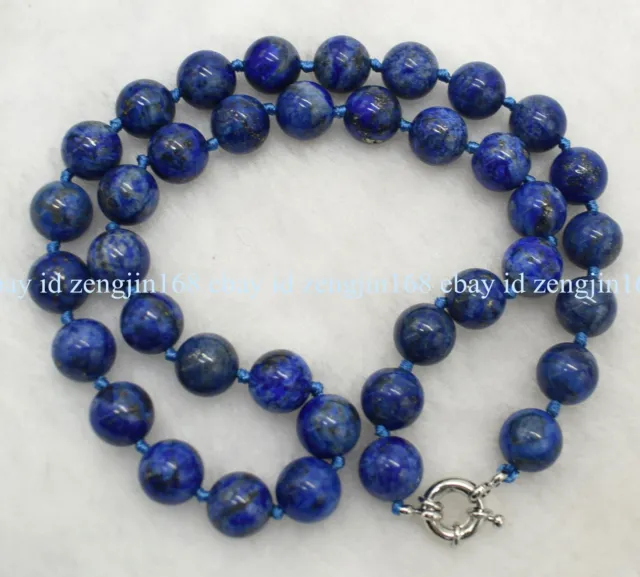 Genuine 6/8/10mm Natural Blue Lapis Lazuli Round Gemstone Beads Necklace 18" AAA