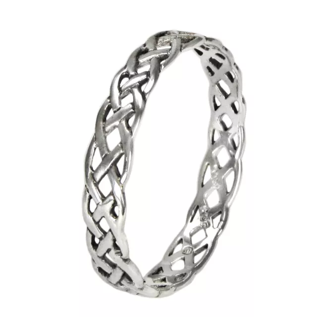 Small Narrow Woven Celtic Knot Ring Band Sz 4-15 Sterling Silver Irish Jewelry