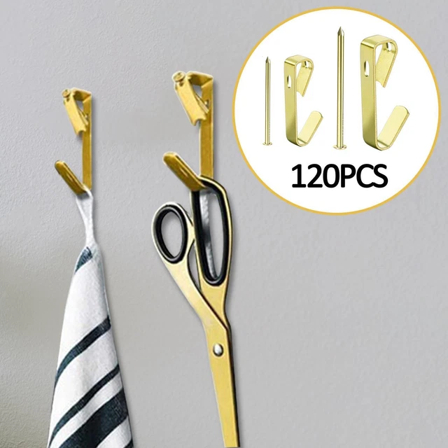 120 Pieces Picture Hooks with Nails Metal for Hard Walls Jewelry Fabric Wall