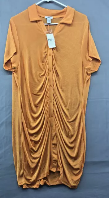 New Rue21 Short Sleeve Button Up Knee Length Orange Dress Size 2X Women