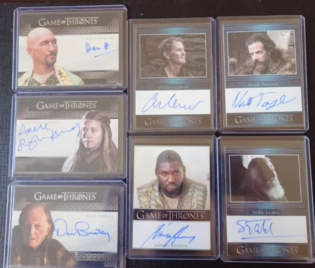 Game of Thrones Autograph Auto Trading Cards Lot Of 7 Rittenhouse