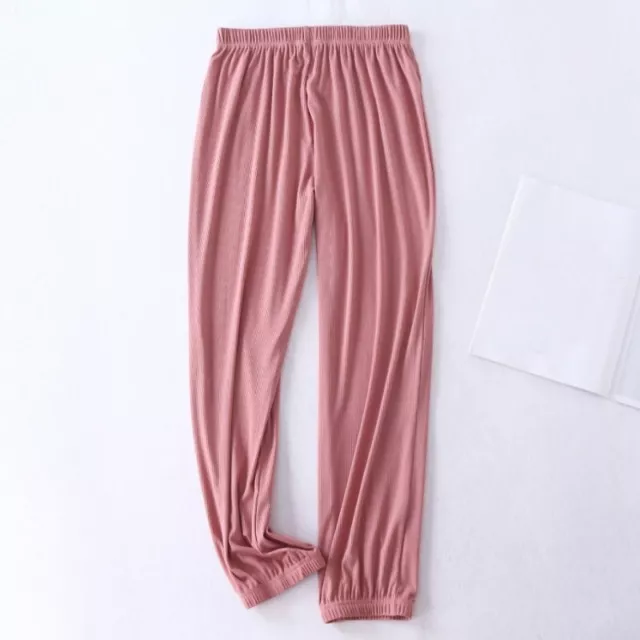 Femme Fille Pyjama Pantalon Élastique Tricot Côtelé Salon Bas Pyjama