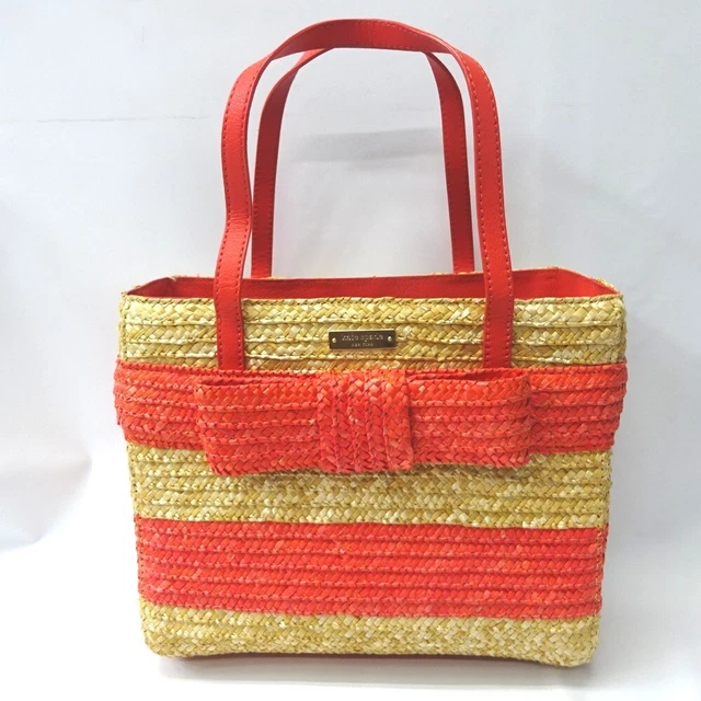 Ft583033 Kate Spade Tote Bag Basket Bag Ribbon Red × Beige Women's Kate Spade