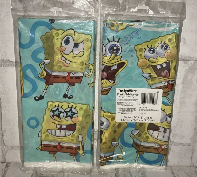 Birthday Lot Supplies Designware Plastic Spongebob Squarepants Tablecover 54x96