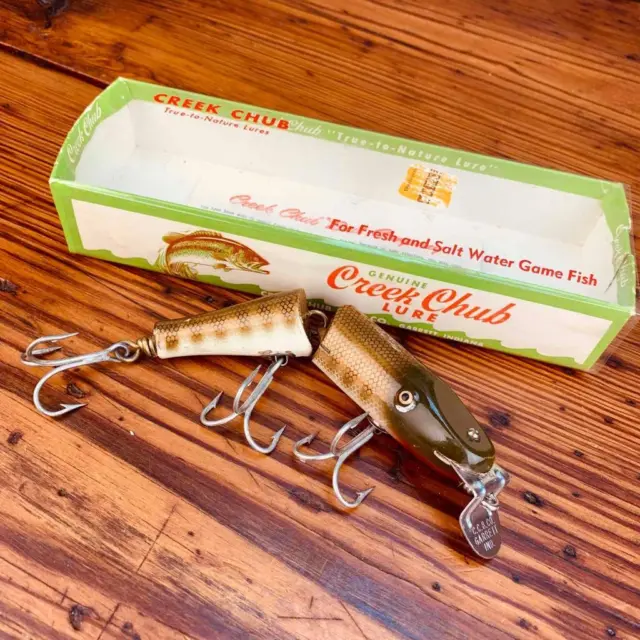 Vintage CREEK CHUB Jointed SNOOK PIKIE Wood Fishing LURE 5500W in Original Box
