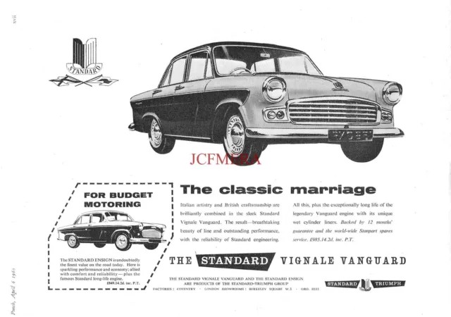 STANDARD 'Vignale Vanguard' Motor Cars ADVERT Vintage 1960 Print Ad 692/49