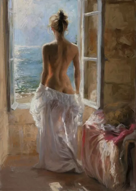 ZWPT1562 100% hand-painted sexy girl in seaside art oil painting on Canvas