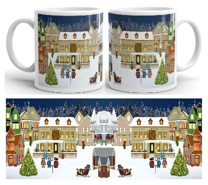 Christmas Town White Ceramic Mug