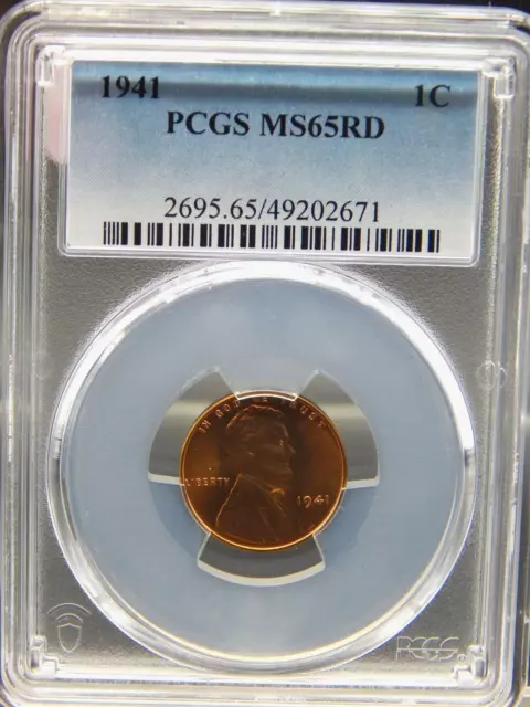 1941 PCGS MS65 RD RED Lincoln Wheat Back CENT #BF-198