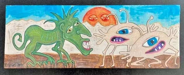 original art painting RT VEGAS 2006 outsider graffiti folk wood lowbrow brut raw