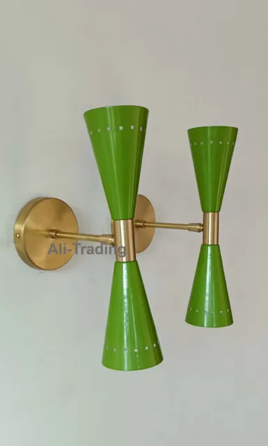 1950's Mid Century Brass Monolith Wall Sconces Lamps Lighting Sconce Set of Two