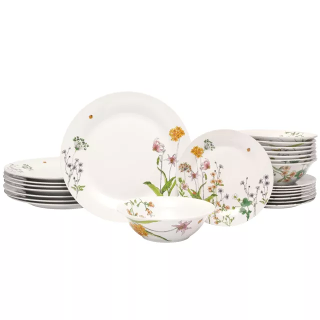 Fitz & Floyd Emerson Porcelain Dinnerware Set, Floral, Service for 8, 24 Pieces