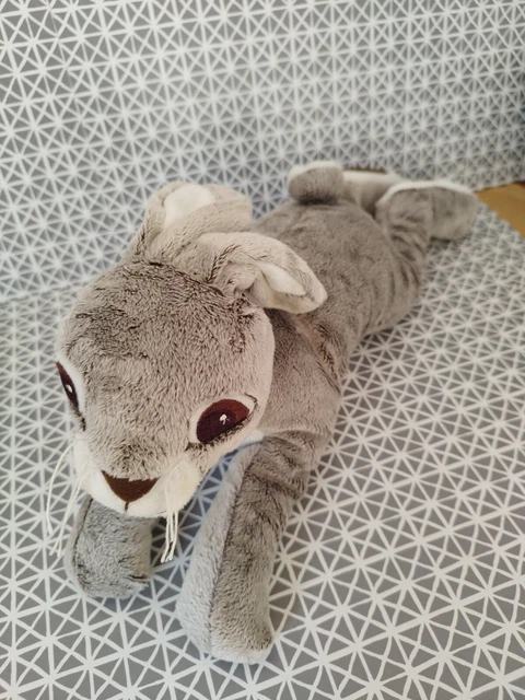 Peluche doudou lapin lièvre lapin gris blanc marron 40 cm allongé Ikea Vandring