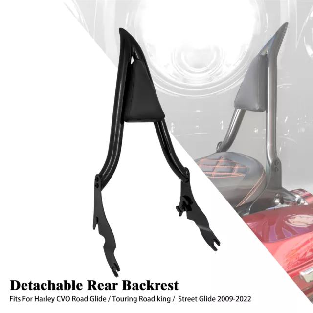 Black Detachable Rear Passenger Backrest Sissy Bar Fit For Harley Touring 09-23