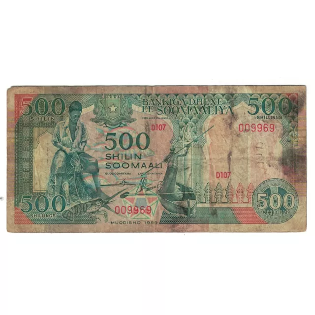 [#240762] Banknote, Somalia, 500 Shilin = 500 Shillings, 1989, KM:36a, VF(20-25)