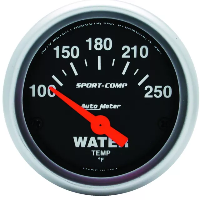 Auto Meter Sport-Comp Electric Water Temperature 100-250 F Gauge 2-1/16" (52mm)