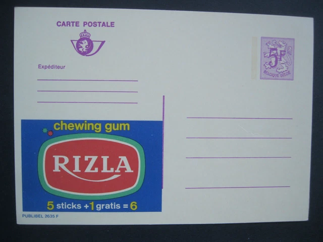 Briefmarke Postkarte Ganzsache Belgien Belgium RIZLA chewing gum Kaugummi