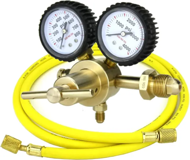 - Nitrogen Gas Regulator 0-600 PSIG - HVAC Purging - Pressure Charge - 1/4" Flar