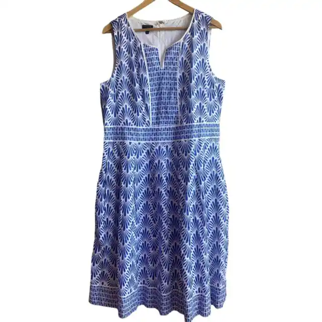 Talbots Batik Print Fit and Flare Cotton Summer Dress 14