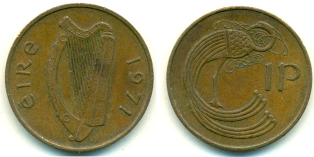 1971 Ireland 1p Coin (b195)
