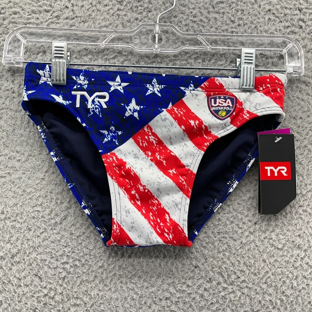 TYR Swimwear Mens 26 Multicolor 100% Polyester Drawstring Racer Brief New $44.99