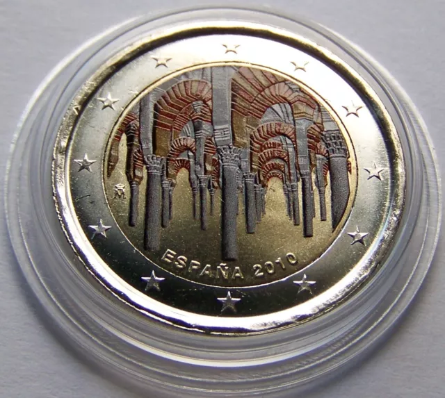 2 Euro Münze - Spanien / Kirche 2010  - Mit Farbe Veredelt - Sehr Selten