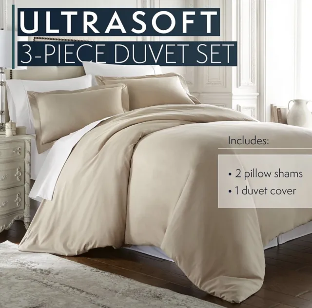 Danjor Lines 3Pc Duvet Cover Set 1500 Premium Collection / Full Queen / Taupe