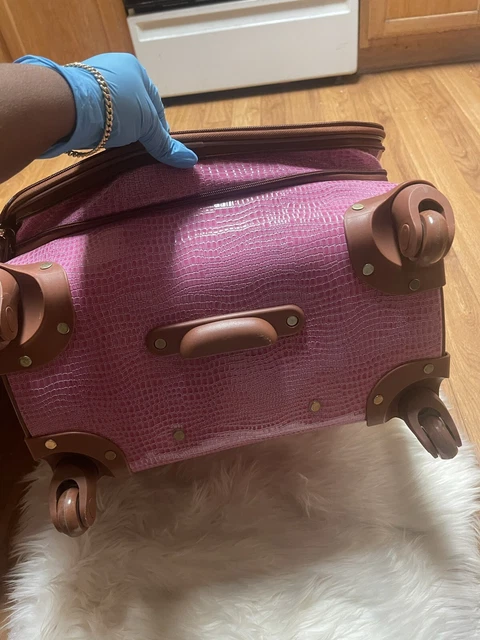 SAMANTHA BROWN classic CROC EMBOSSED 25" SPINNER WHEELED RADIANT ORCHID/CAMEL 17