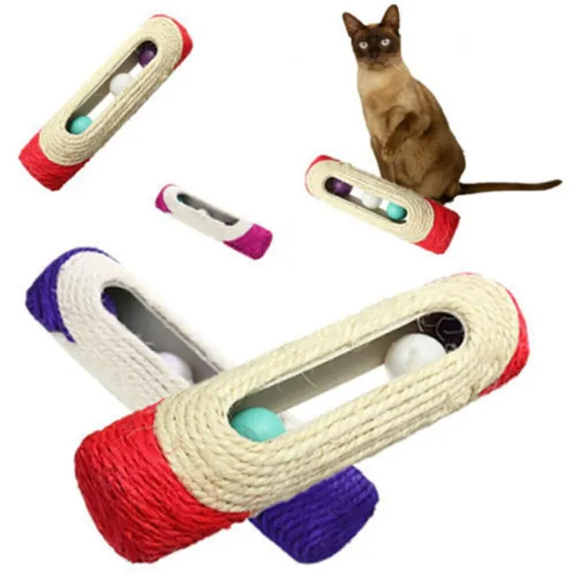 Cat Toy Scratcher Roulant Tunnel Sisal Balle Piégé Avec 3 Balles Jouet Pour Chat 3