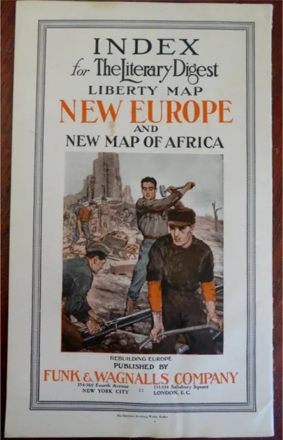 Post World War I Europe & Africa 1920 large 4' folding map w/ index & envelope 3